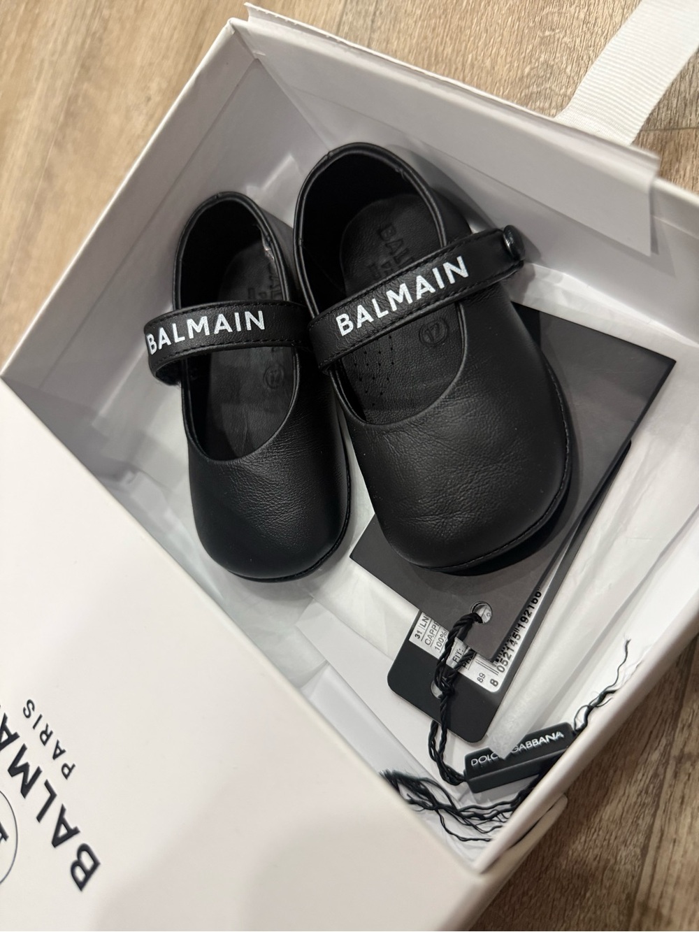 Balmain Kids Black Leather Mary Jane Shoes & Balmain socks